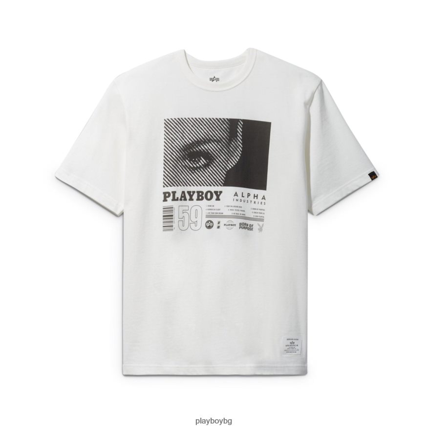 облекло бг Playboy x Alpha Industries мъже световно турне тениска бяло JZ04JB173