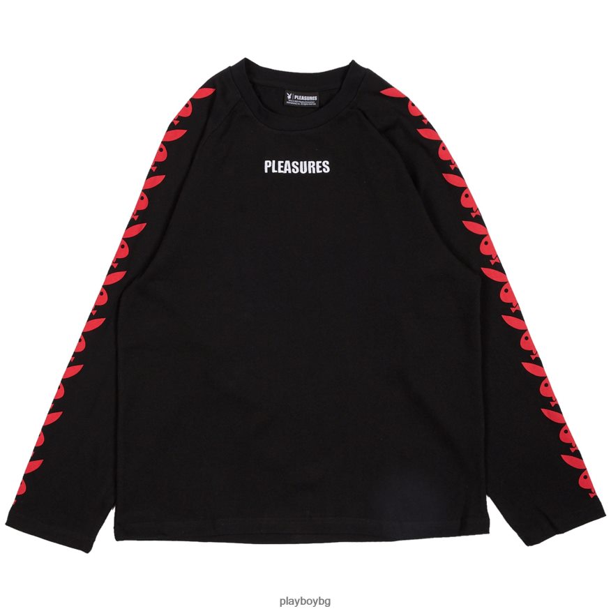 облекло бг Playboy x Pleasures мъже заешка глава реглан с дълъг ръкав черен JZ04JB178