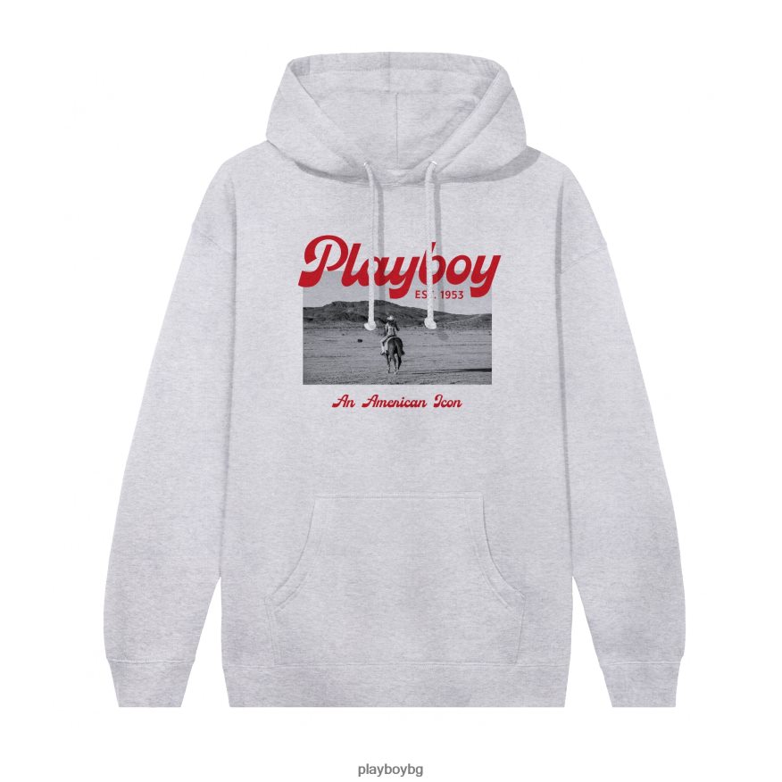 облекло бг Playboy мъже суичър с качулка desperado американска икона хедър сиво JZ04JB380